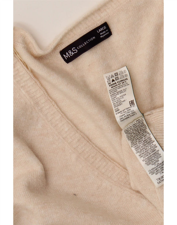 Marks & Spencer ženski veliki džemper s V-izrezom UK 16 Large Beige
