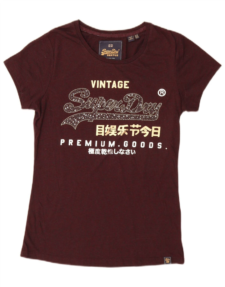 Superdry ženska majica kratkih rukava s grafičkim motivima UK 12, srednje kestenjasta boja od poliestera