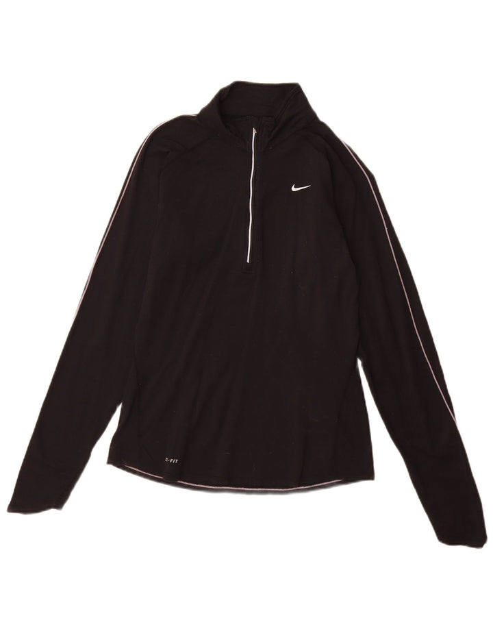Nike Ženski Dri Fit Pulover Trenirka Top UK 8/10 Mali crni najlon