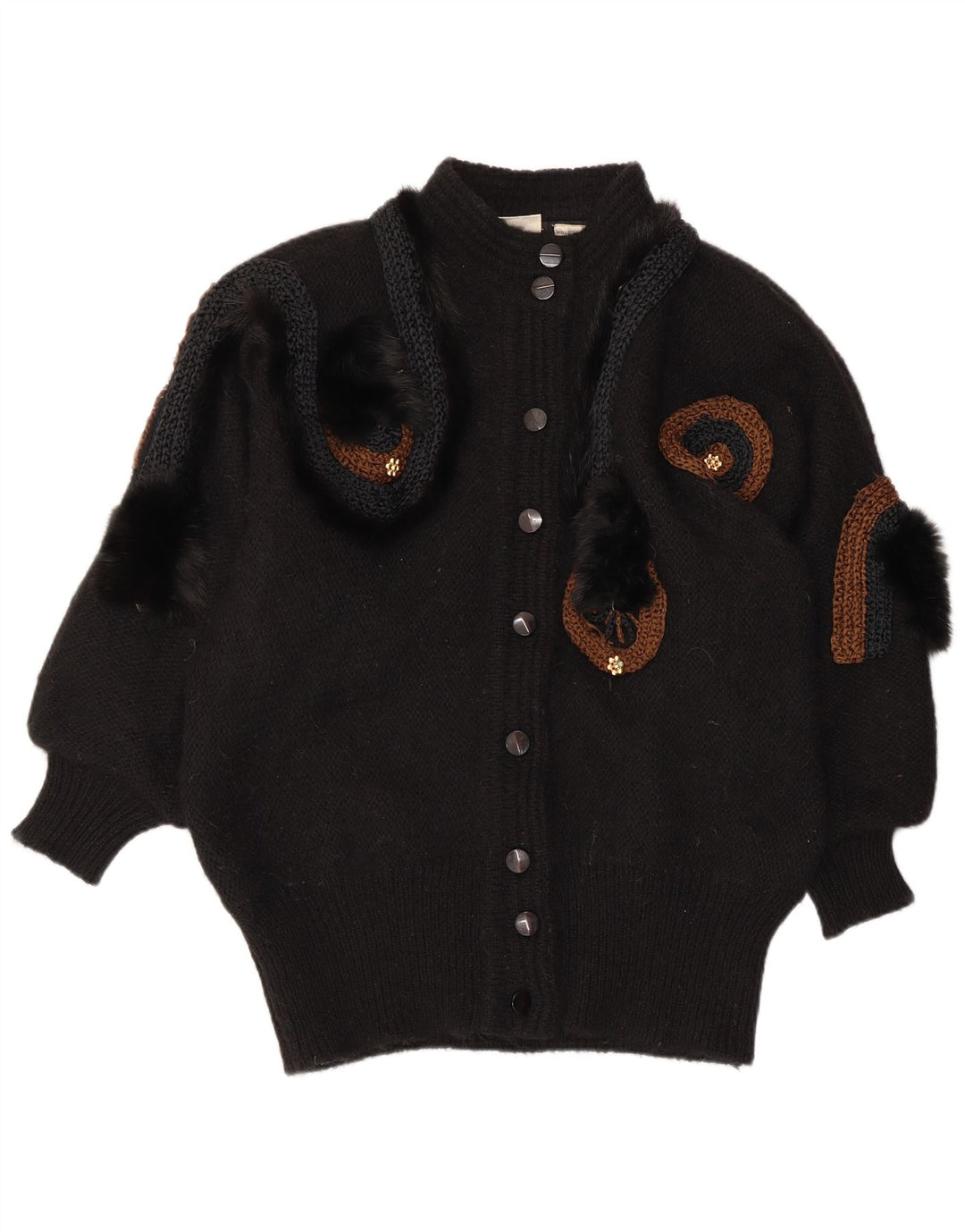 VINTAGE Ženski džemper s apstraktnim uzorkom EU 42/44 Veliki crni