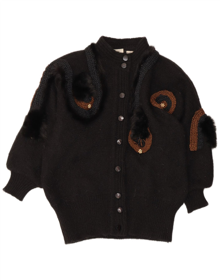 VINTAGE Ženski džemper s apstraktnim uzorkom EU 42/44 Veliki crni