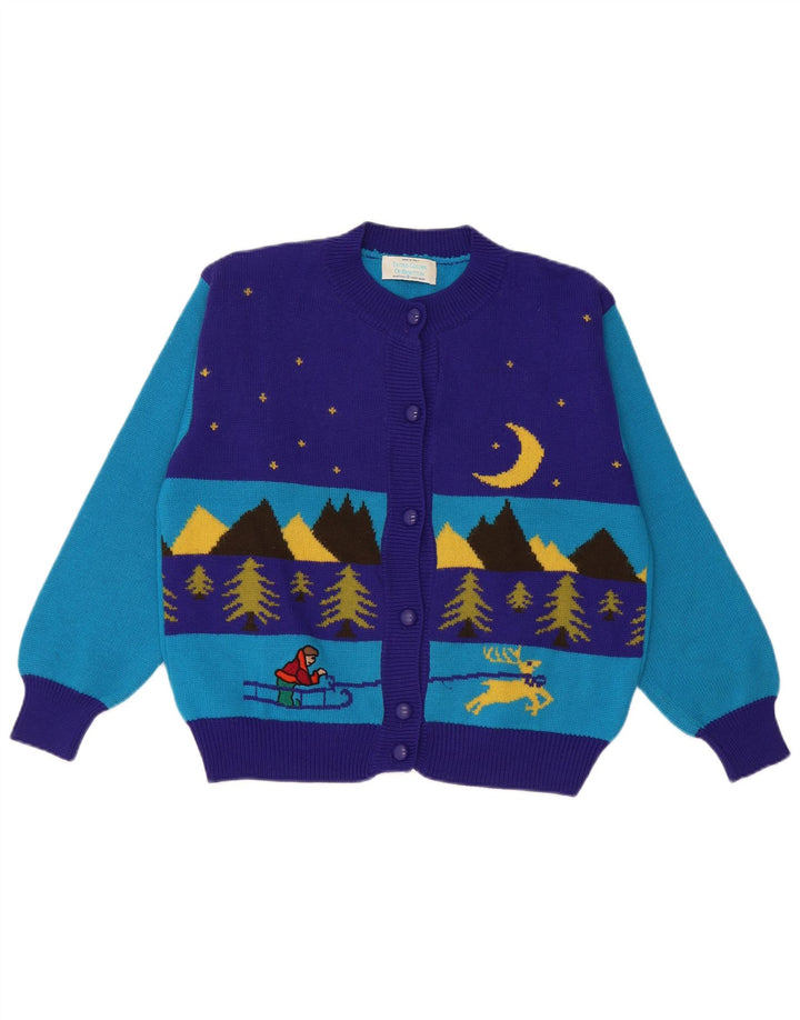 Benetton ženski zimski kratki kardigan džemper IT 48 XL plava vunena boja