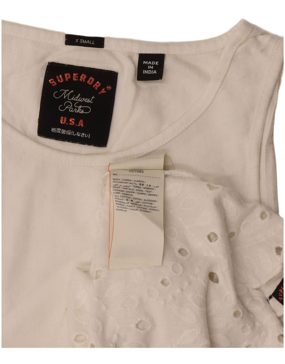 Superdry ženska majica kratkih rukava standardnog kroja UK 6 XS od bijelog pamuka