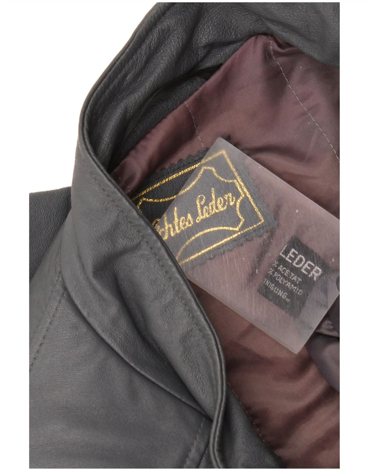 Vintage ženski preveliki kožni kaput UK 18 XL siva koža