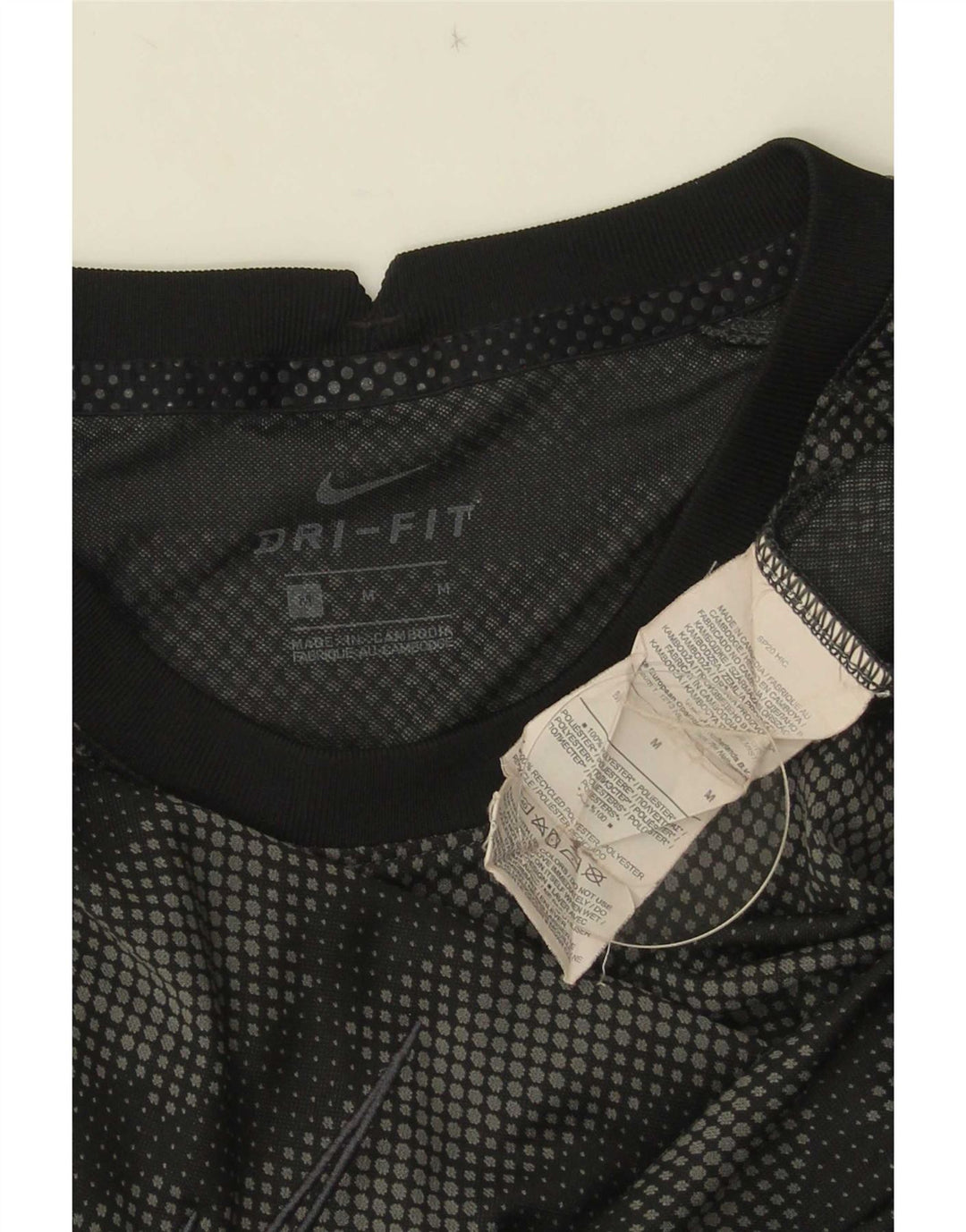 Nike Dri Fit T-Shirt Top srednji crni geometrijski poliester
