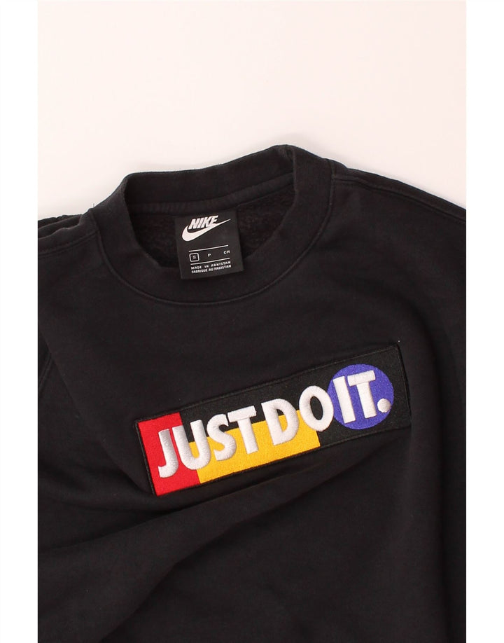 NIKE Mens Graphic Sweatshirt Jumper Small Black Cotton Vintage Nike and Second-Hand Nike from Messina Hembry 