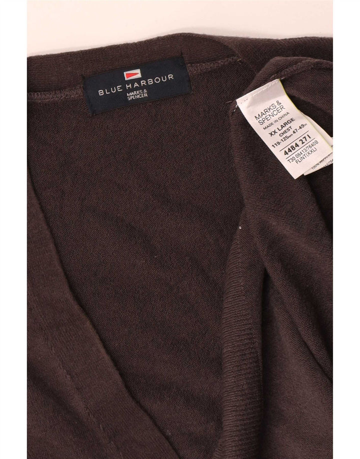 Marks & Spencer muški plavi Harbor kardigan pulover 2XL sivi akril