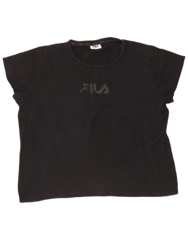 Fila ženska majica kratkih rukava s velikim grafičkim kratkim rukavima UK 18 XL crni pamuk