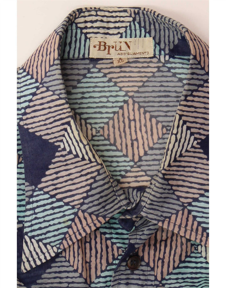 Vintage muška košulja kratkih rukava XL višebojna geometrijska