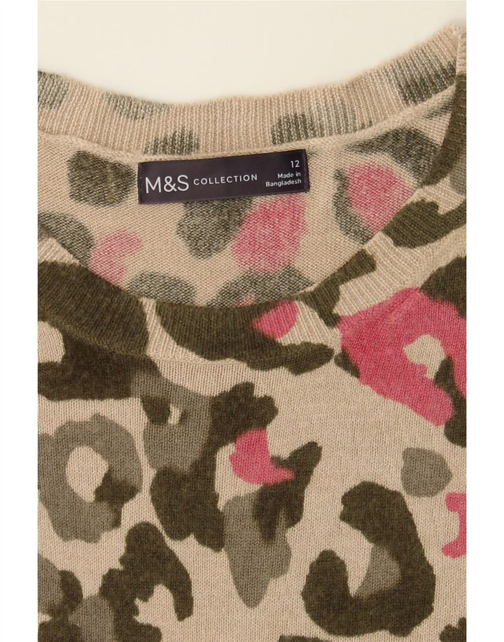 MARKS & SPENCER Womens Crew Neck Jumper Sweater UK 12 Medium Beige Vintage Marks & Spencer and Second-Hand Marks & Spencer from Messina Hembry 