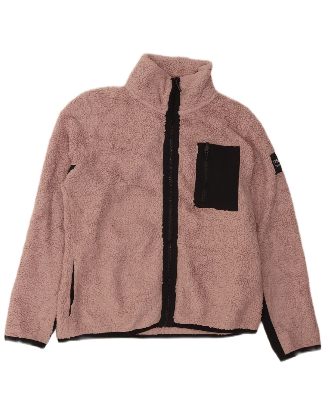 CALVIN KLEIN Ženska jakna od flisa UK 16 Veliki ružičasti poliester