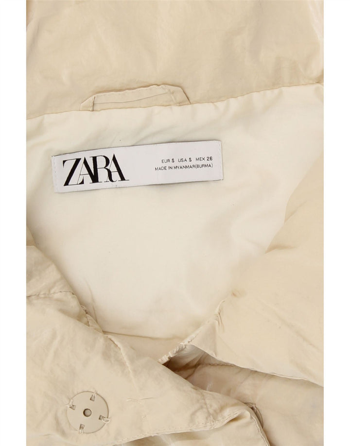 Zara ženska prekomjerna podstavljena majica s dugačkim rukavom UK 10 Mala bež poliester