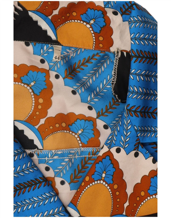 Vintage ženska haljina A-kroja IT 44 srednje plava geometrijska