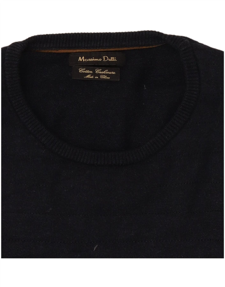 Massimo Dutti muški džemper s okruglim izrezom srednje tamnoplave boje pamuka