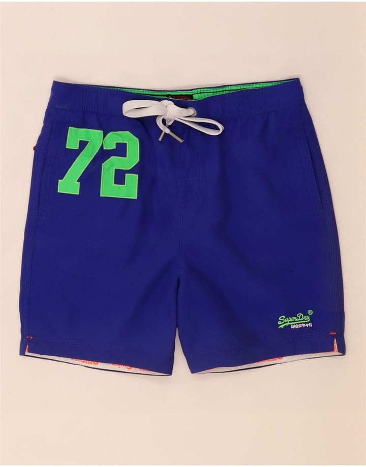 Superdry muške kratke hlače za kupanje s grafičkim motivima srednje plavi poliester