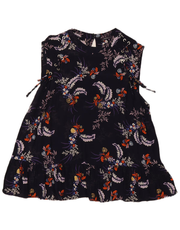 Marks & Spencer ženska majica bez rukava UK 18 XL tamnoplava cvjetna