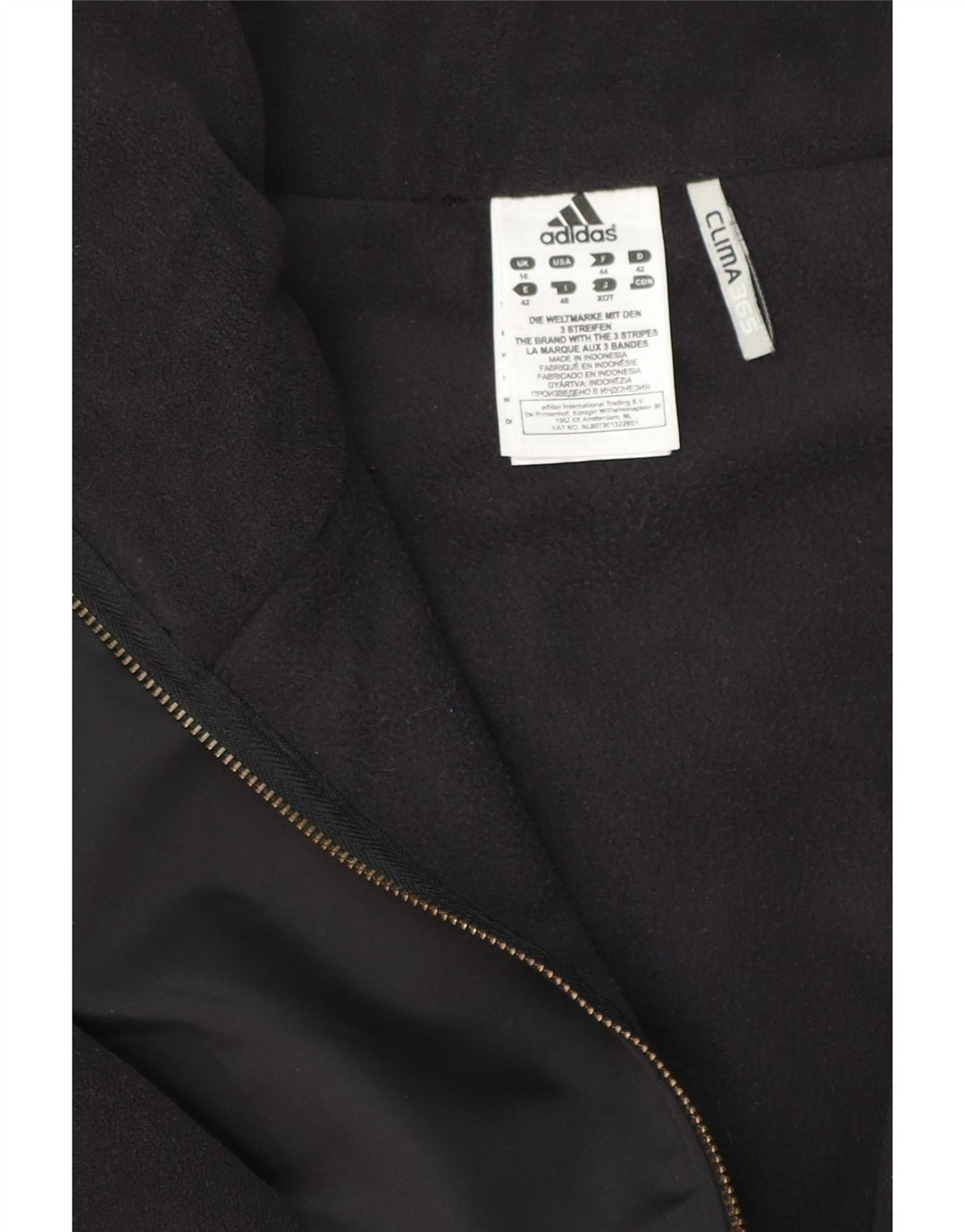 ADIDAS Womens Clima 365 Fleece Jacket UK 16 Large Black Polyester Vintage Adidas and Second-Hand Adidas from Messina Hembry 