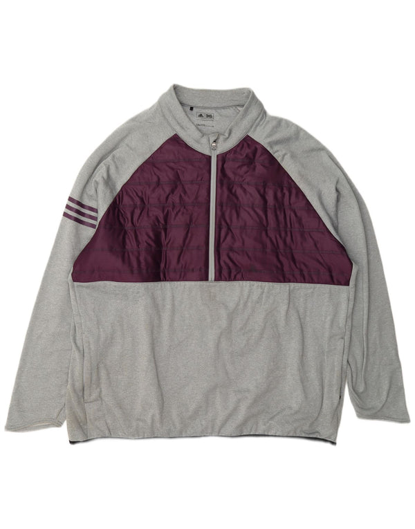Adidas muška majica s izrezom i puloverom 2XL sivi poliester