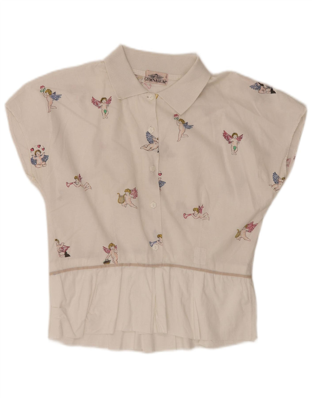 GYMNASIUM Ženska grafička bluza Top UK 14 Large Off White Cotton