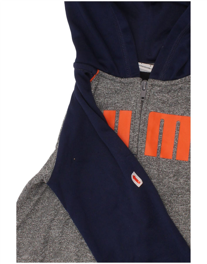 PUMA Boys Graphic Zip Hoodie pulover 5-6 Years Gray Colourblock Poliester