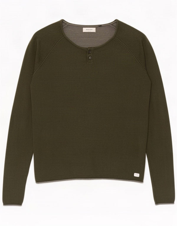 Jack & Jones muški džemper s morskim izrezom XL Kaki pamuk