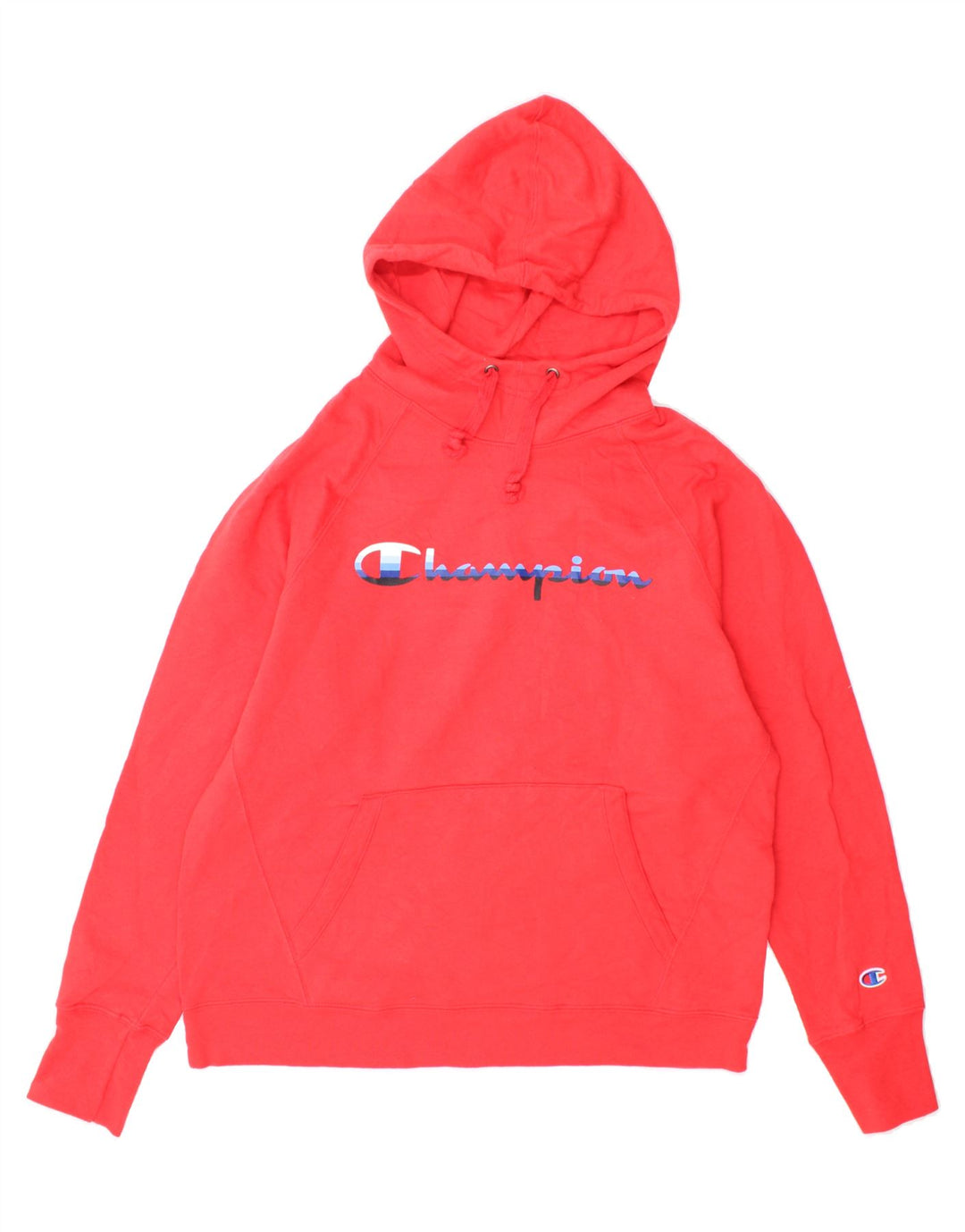 CHAMPION Womens Graphic Hoodie Jumper UK 16 Large Red Polyester Vintage Champion and Second-Hand Champion from Messina Hembry 