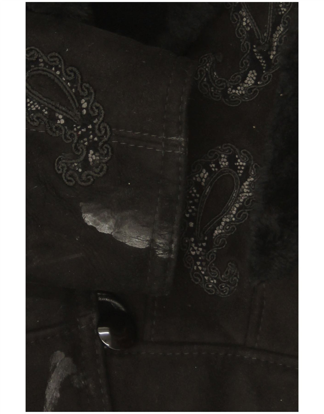 Vintage ženska jakna s ovčicama UK 18 XL Black Paisley