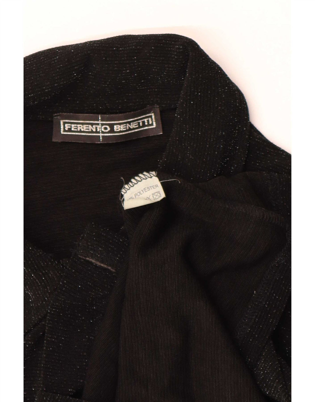 Vintage ženska košulja bluza UK 8 mali crni poliester