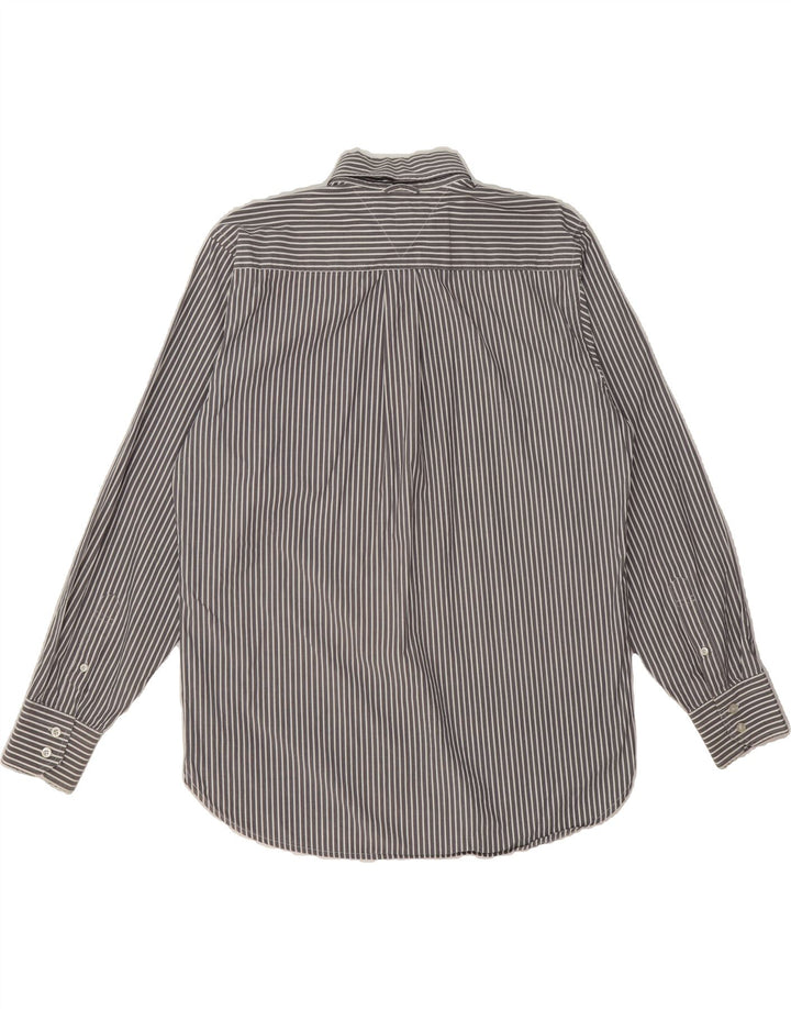 TOMMY HILFIGER Mens Shirt Medium Grey Striped Cotton Vintage Tommy Hilfiger and Second-Hand Tommy Hilfiger from Messina Hembry 