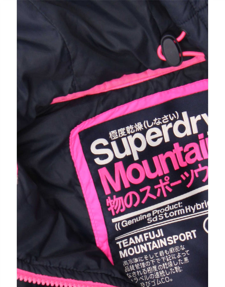 Superdry ženska podstavljena jakna s kapuljačom UK 8 Mala tamnoplava pjegavi poliester