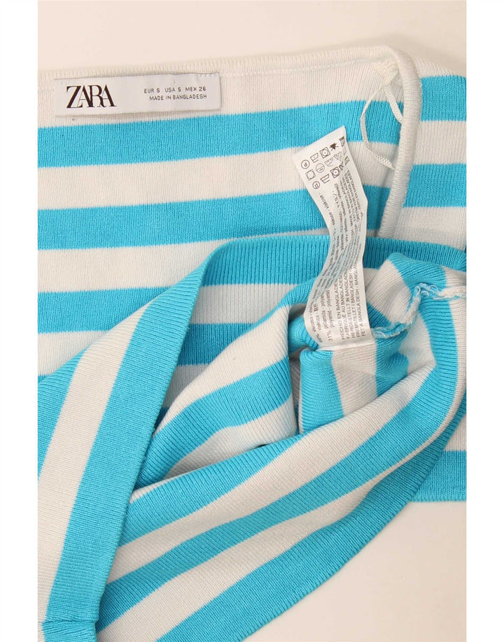 Zara ženski kratki top UK 8 od viskoze na male plave pruge