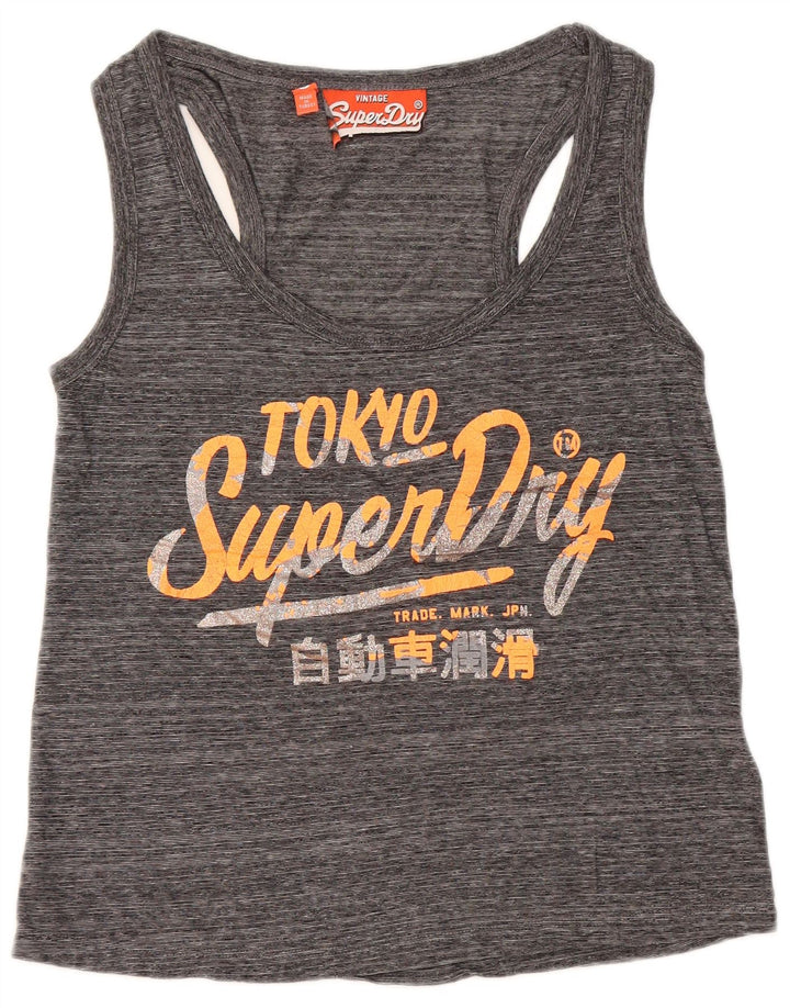 SUPERDRY Ženski grafički prsluk UK 10 Mali sivi flekasti pamuk