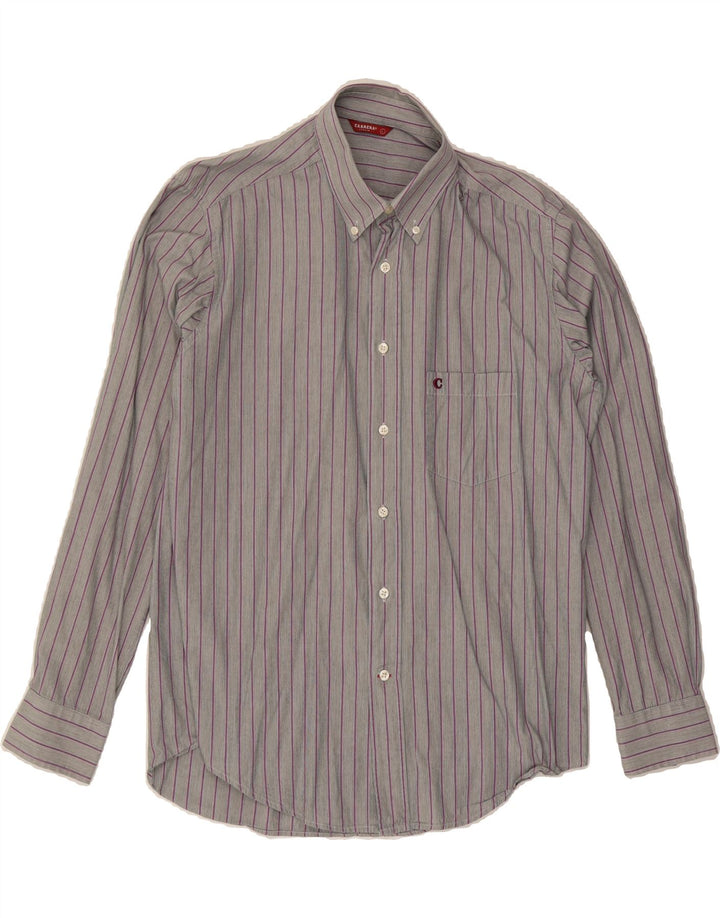 CARRERA Mens Shirt Large Grey Striped Cotton Vintage Carrera and Second-Hand Carrera from Messina Hembry 