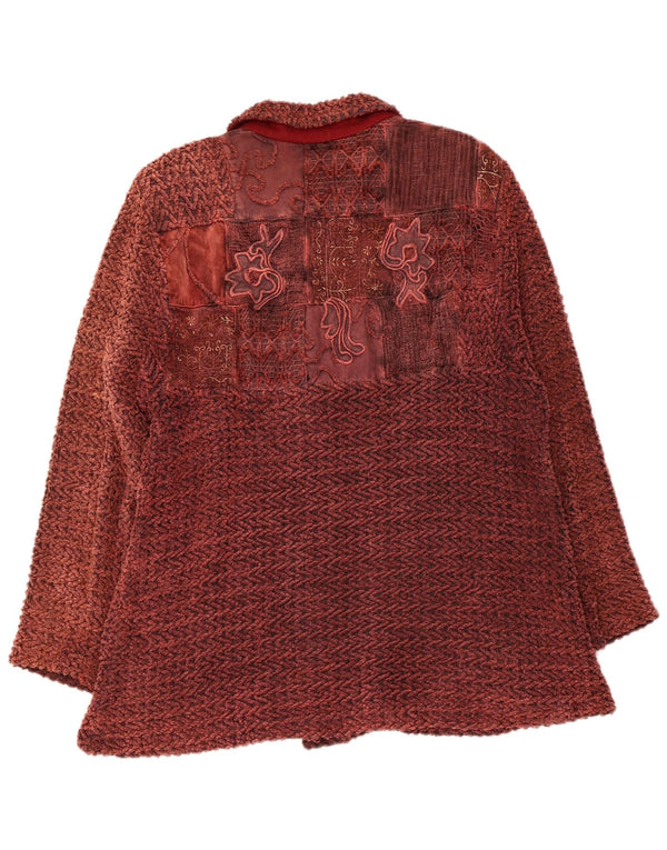 Vintage ženska bomber jakna UK 14 srednje kestenjaste cvjetne boje