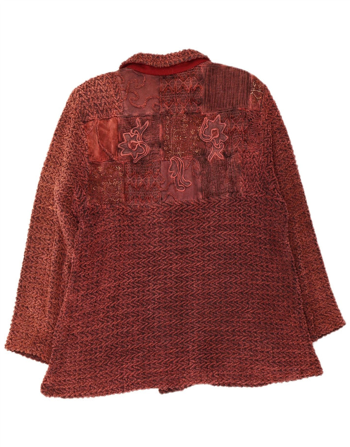 Vintage ženska bomber jakna UK 14 srednje kestenjaste cvjetne boje