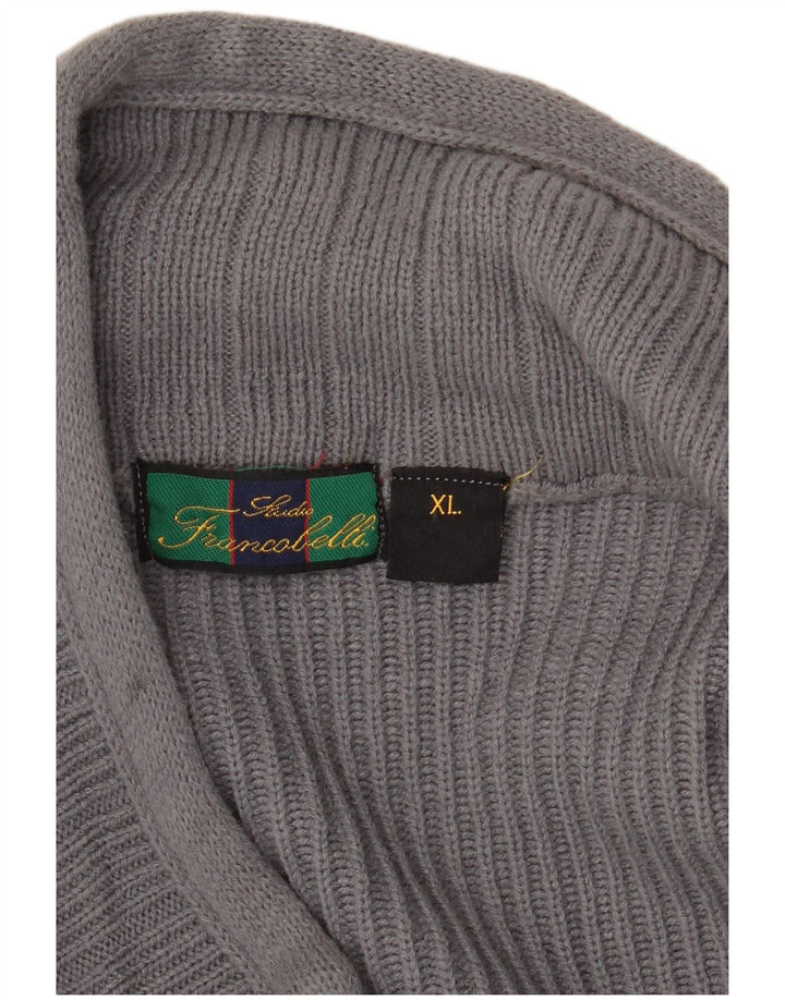 Vintage muški kardigan džemper XL sivi