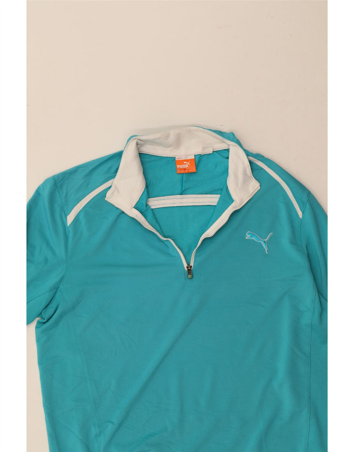 PUMA Mens Zip Neck Pullover Tracksuit Top Medium Blue Polyester Vintage Puma and Second-Hand Puma from Messina Hembry 