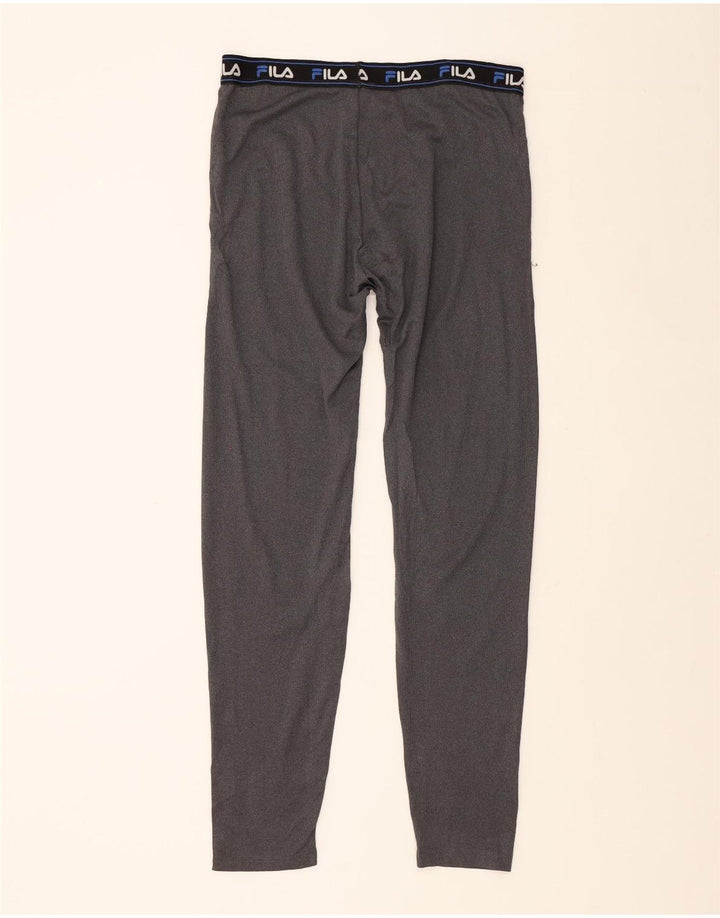 FILA Womens Graphic Leggings UK 14 Large  Grey Polyester Vintage Fila and Second-Hand Fila from Messina Hembry 