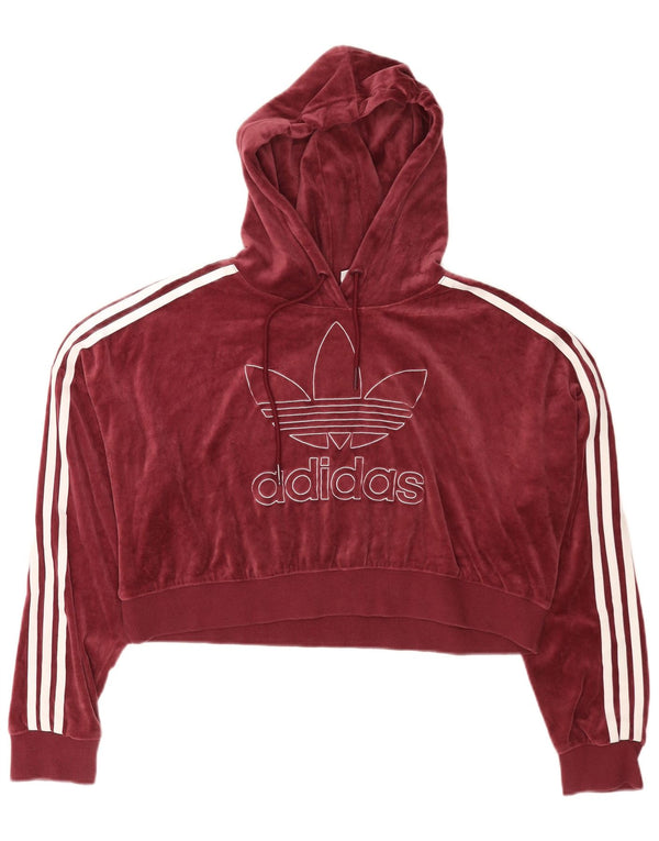 Adidas ženska majica s kapuljačom od kratkog velura UK 16 velika bordo