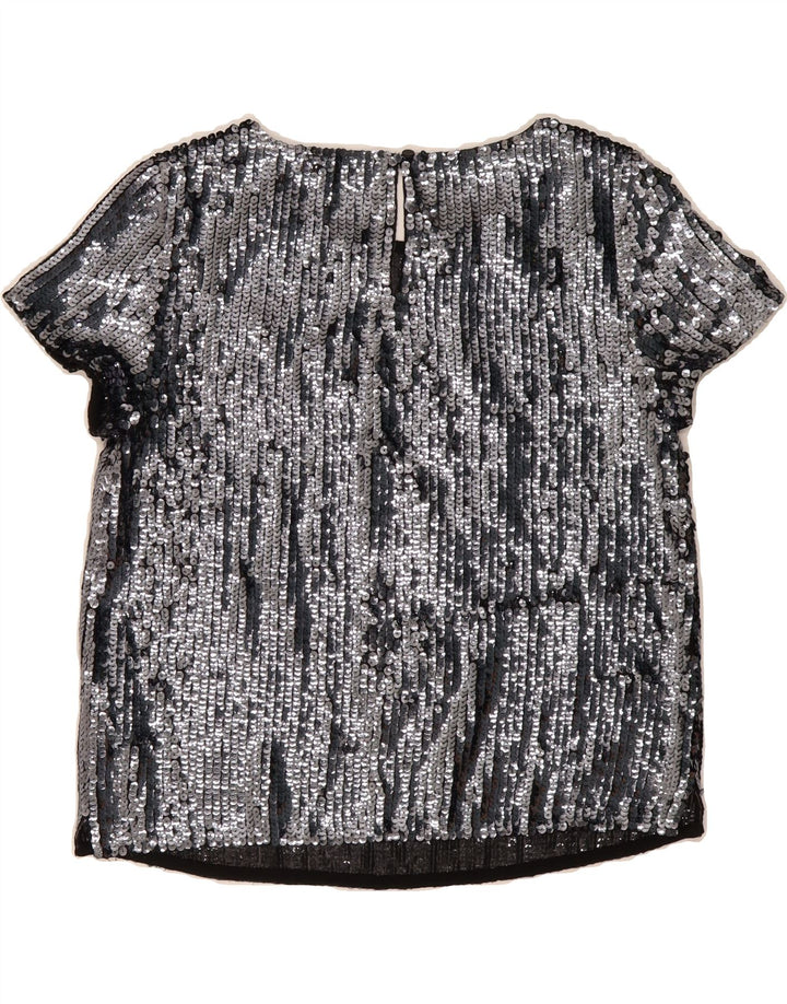 JACK WILLS Womens Sequin Blouse Top UK 10 Small  Navy Blue Polyester Vintage Jack Wills and Second-Hand Jack Wills from Messina Hembry 