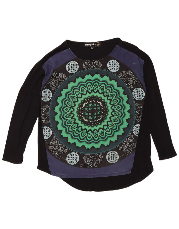 Desigual ženska majica s apstraktnim uzorkom dugih rukava UK 20 2XL Crna moderna