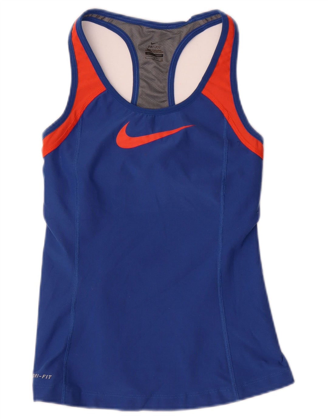 NIKE Ženski Dri Fit Graphic Vest Top UK 8 Small Navy Blue Colourblock