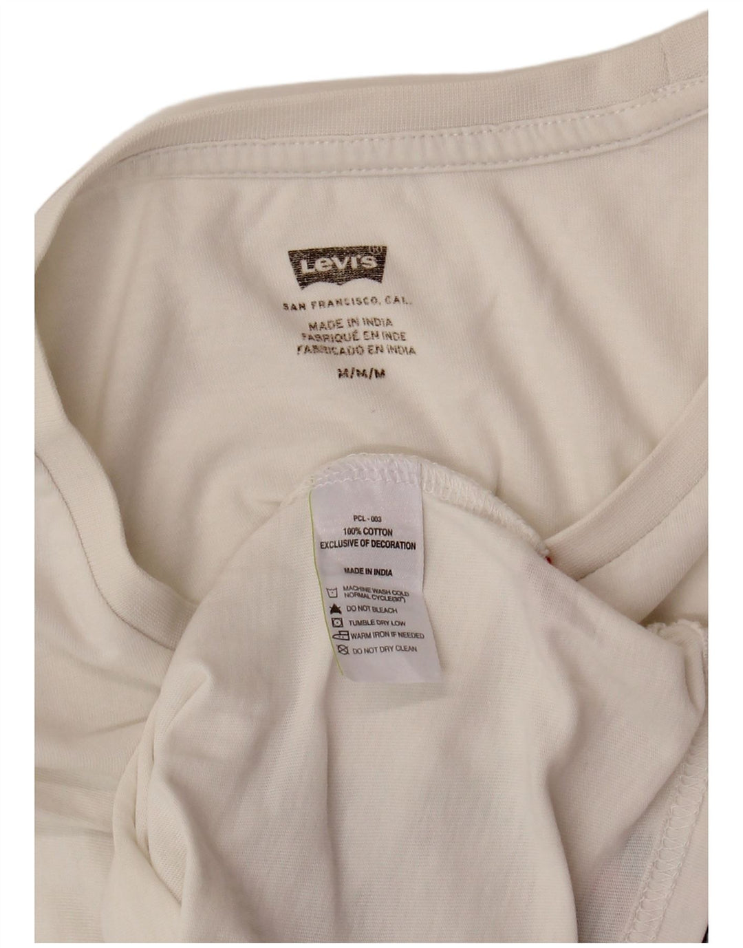 LEVI'S Muška majica kratkih rukava srednje veličine, bijeli pamuk