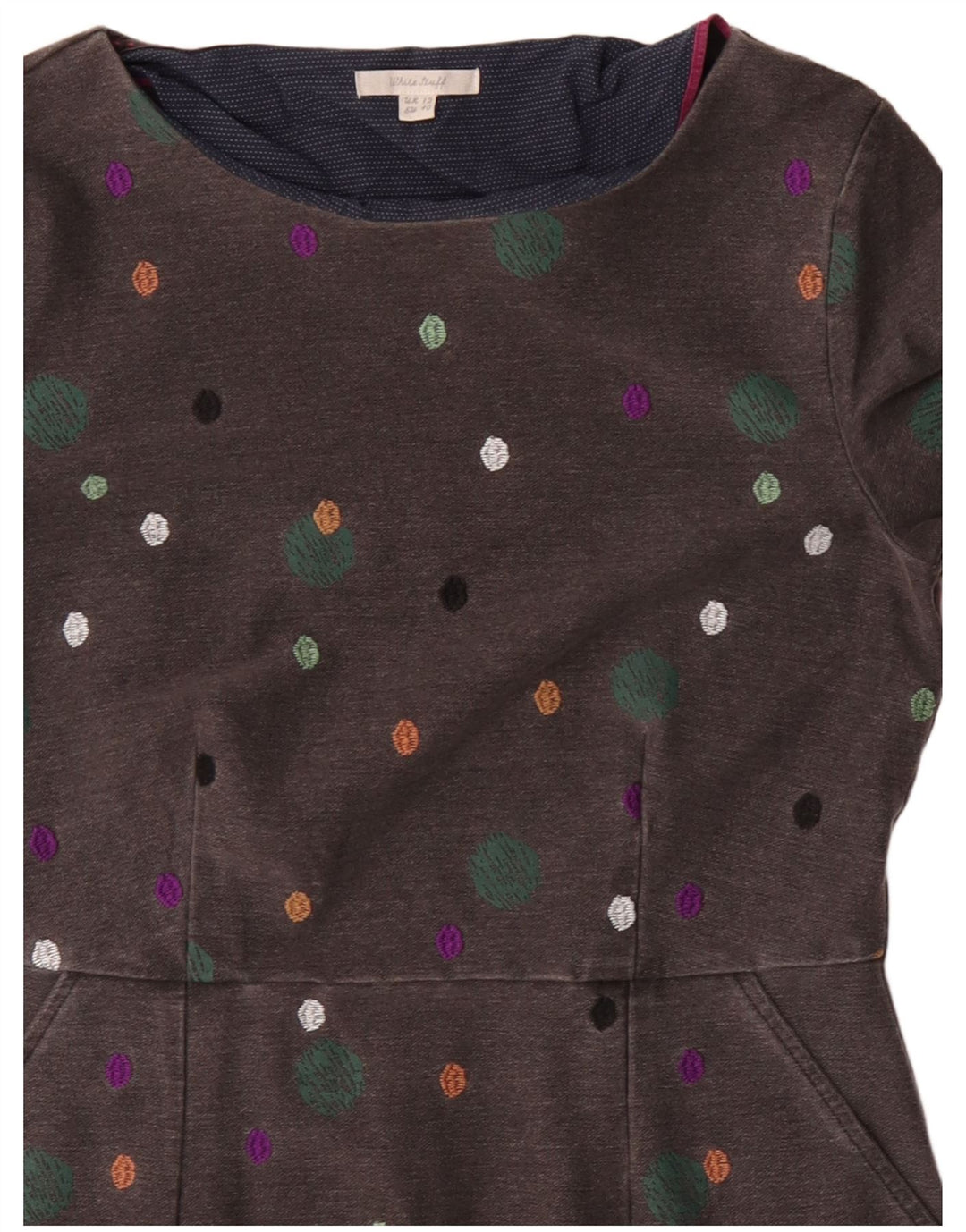 WHITE STUFF Ženska plašt haljina 3/4 rukava UK 12 Srednje siva točkasta