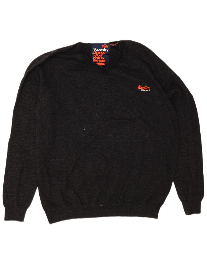 Superdry muški džemper s V-izrezom 2XL sivi pamuk