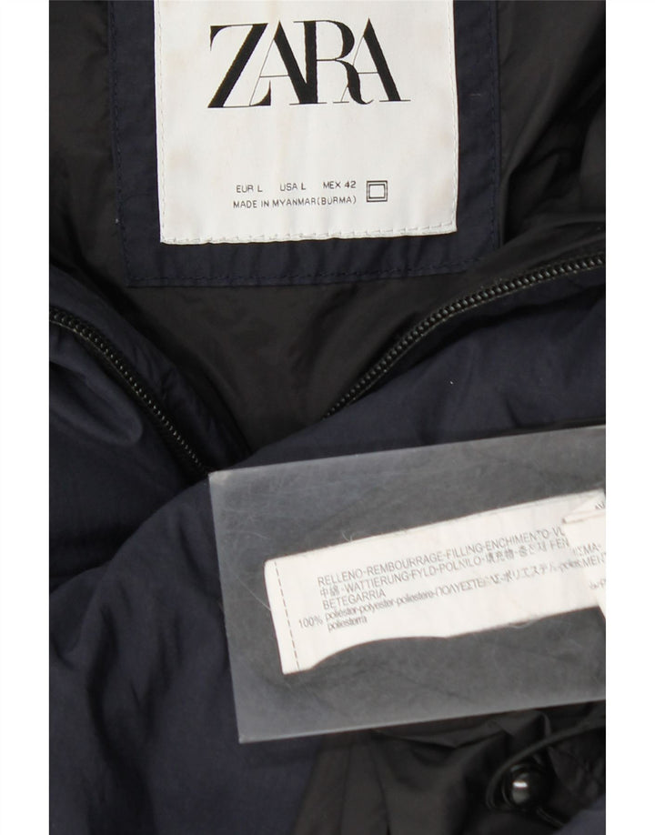 Zara muška podstavljena jakna s kapuljačom UK 40 veliki tamnoplavi poliester