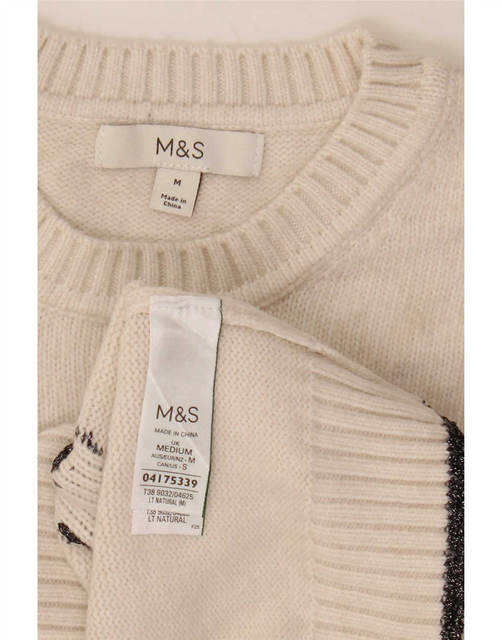 Marks & Spencer ženski džemper s okruglim izrezom UK 14 srednje bijele boje