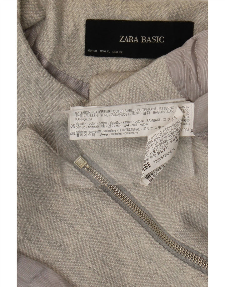 Zara ženska jakna s punim patentnim zatvaračem UK 18 XL sivi pamuk u obliku riblje kosti