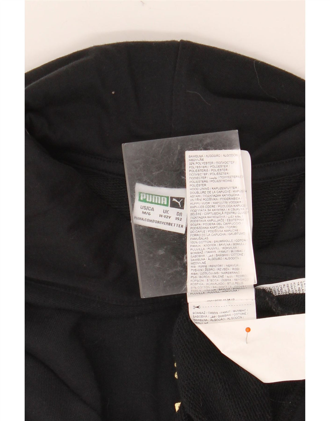 PUMA Girls Crop Graphic majica s kapuljačom 11-12 Years Black Colourblock Pamuk