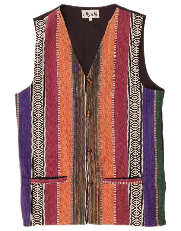 Vintage ženska jakna UK 16 Veliki raznobojni prugasti pamuk